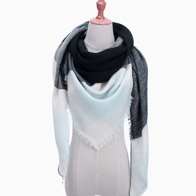 Bufanda de Cashmira Artificial Otoño Invierno Triangular Pareja Cuadros Cálida - Image 25