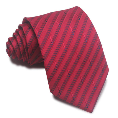Corbata Jacquard Rayada 8CM para Hombre - Rojo, Negro y Azul - Image 17