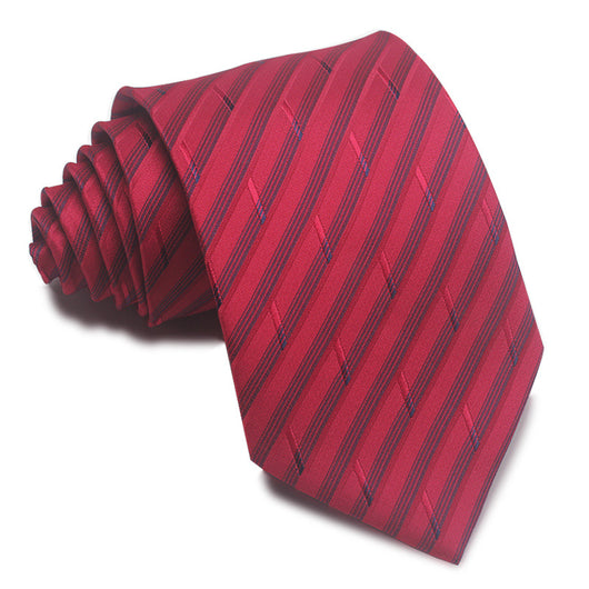 Corbata Jacquard Rayada 8CM para Hombre - Rojo, Negro y Azul - Image 17