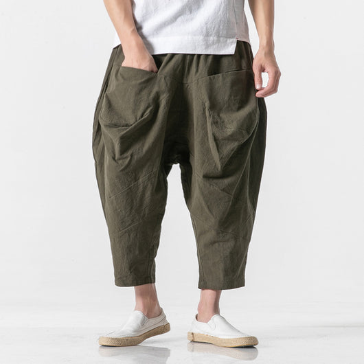 Pantalones Holgados de Algodón y Lino para Hombre - Image 2