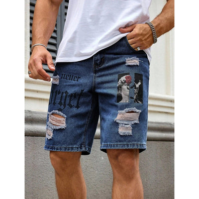 Shorts Estilo Vaquero con Estampado de Letras para Hombre - Image 11