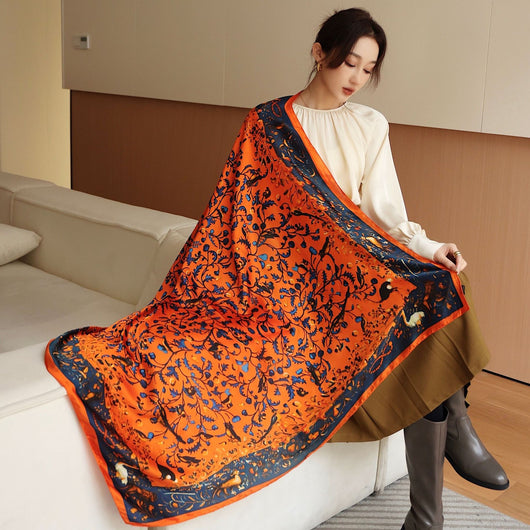 Pañuelo Cuadrado de Satén Estampado Cashew para Mujer - Image 45