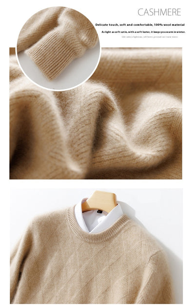 Suéter de Lana Pura para Hombre - Cuello Redondo Holgado y Acolchado - Image 15