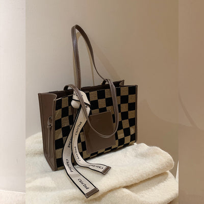 Bolso de Hombro Retro a Cuadros para Mujer