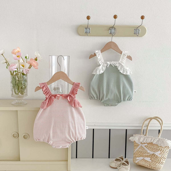 Jumpsuit Niña Verano Rayas con Volantes sin Mangas