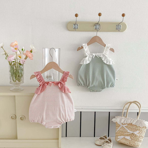 Jumpsuit Niña Verano Rayas con Volantes sin Mangas