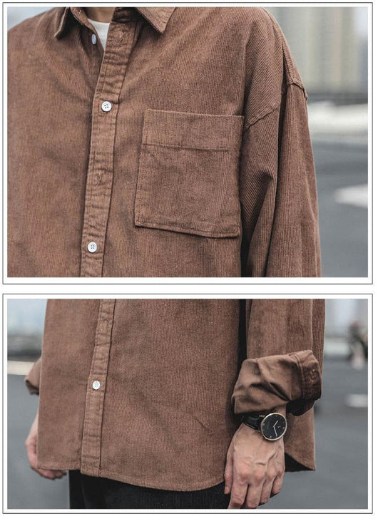 Camisa de Pana Estilo Retro Americano para Hombre - Image 7