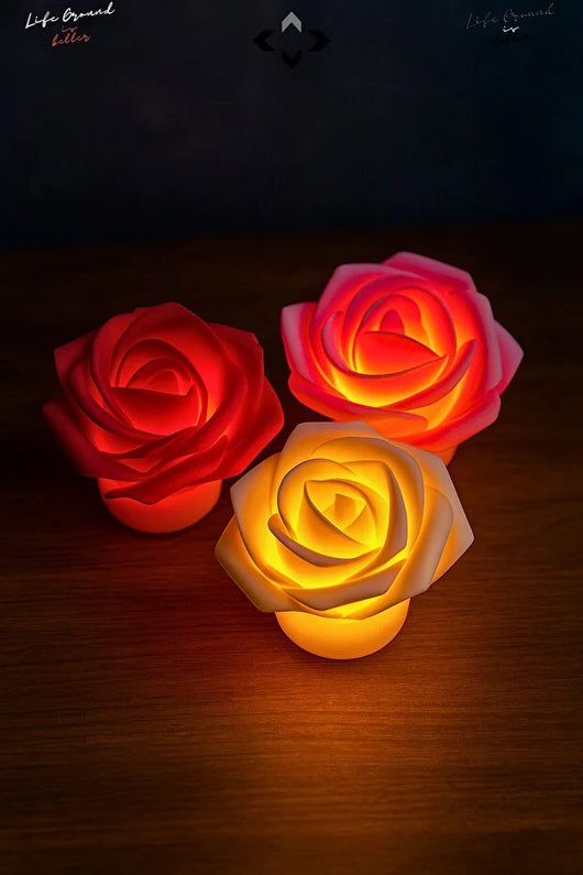 Set de 3 Lámparas LED Rosa con Patrón Romántico para Mesita de Noche - Image 3