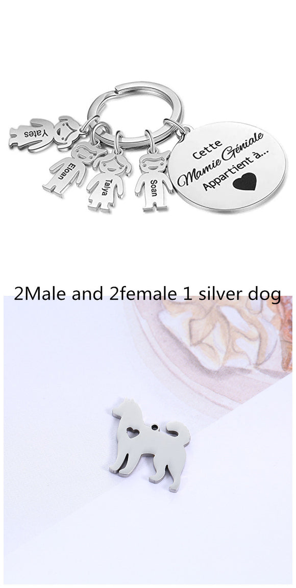 Llavero Personalizado Corazón Hueco Acero Inoxidable Diseño Cachorro