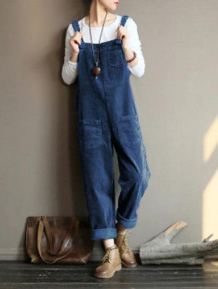 Pantalón Peto de Pana Liso para Mujer - Estilo Casual Versátil - Image 10
