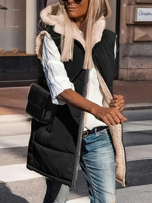 Chaleco Cardigan Reversible Slim Fit Elegante con Capucha - Image 18