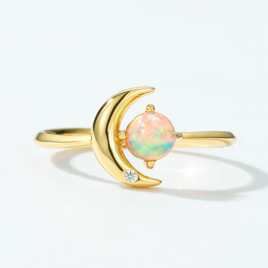 Anillo de Plata Esterlina 925 con Estrella y Luna - Lujo Minimalista para Mujer