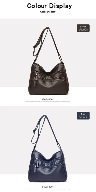 Bolso Bandolera de Cuero Genuino Lavado - Diseño Minimalista Versátil - Image 24