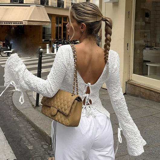 Cardigan Mujer con Encaje y Espalda Descubierta Manga Larga - Image 10