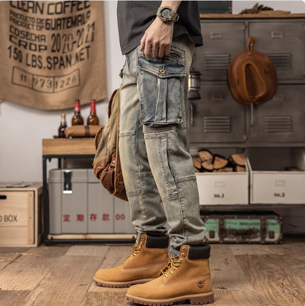 Pantalones Casuales Retro Slim Fit de Corte Recto para Primavera y Otoño