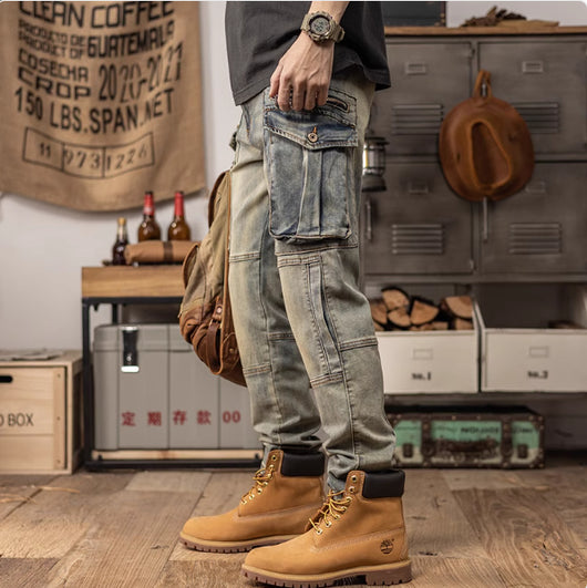 Pantalones Casuales Retro Slim Fit de Corte Recto para Primavera y Otoño