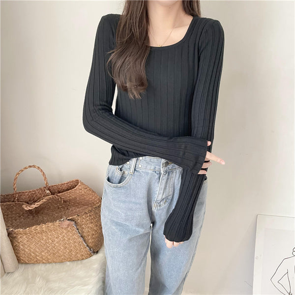Suéter de Cuello Cuadrado para Otoño e Invierno