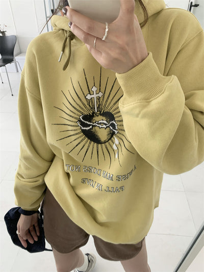 Sudadera Estampada con Capucha y Abrigo Retro de Terciopelo - Image 8