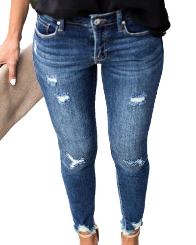 Pantalones Vaqueros Rotos Ajustados para Mujer - Estilo Moderno - Image 6