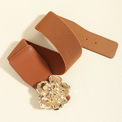 Cinturón Elástico para Mujer con Hebilla Floral Dorada - Accesorio Elegante para Vestidos - Image 23