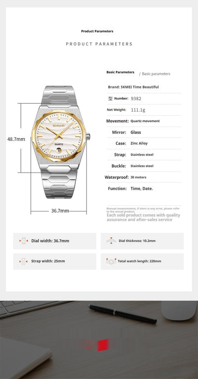 Reloj para Hombre con Banda de Acero y Función Calendario - Image 12