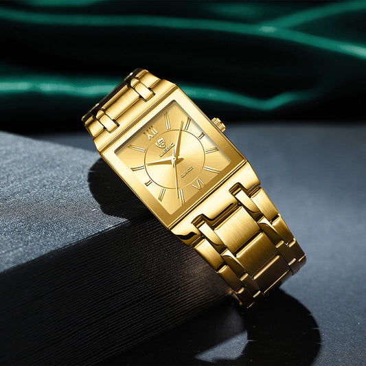 Reloj de Pareja Cuadrado Acero Inoxidable Estilo Ejecutivo - Image 2