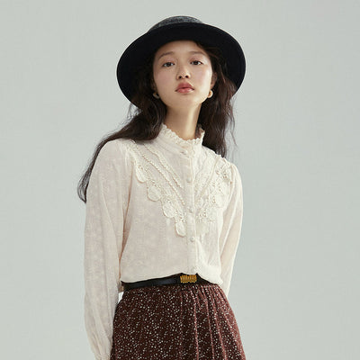 Blusa de Encaje Manga Larga Elegante Ajustada Efecto Adelgazante - Image 8