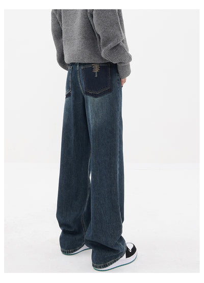 Pantalones Vaqueros Retro Azul Degradado Cintura Alta Rectos Casuales para Mujer - Image 19