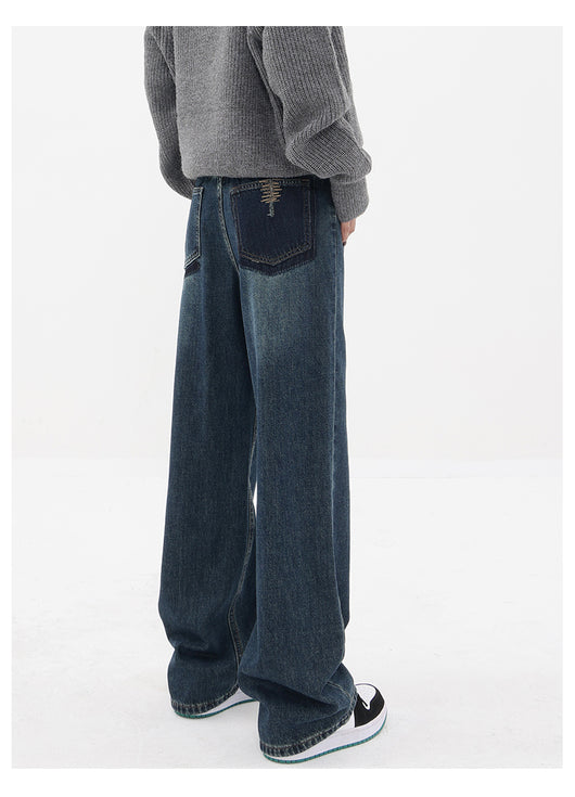 Pantalones Vaqueros Retro Azul Degradado Cintura Alta Rectos Casuales para Mujer - Image 19