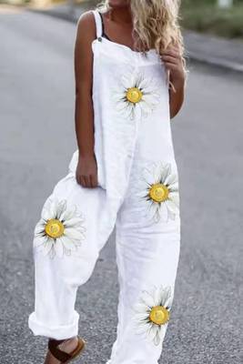 Jumpsuit Ancho Estampado con Bolsillos Laterales para Mujer - Image 4
