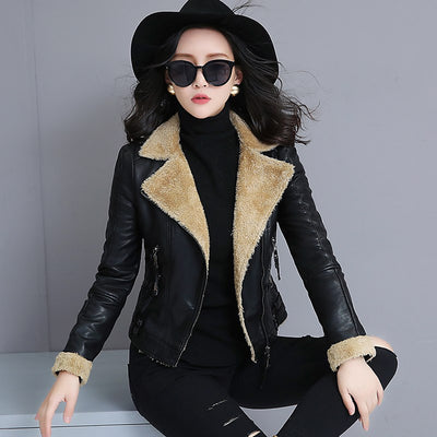 Chaqueta de Cuero con Pelaje de Oveja Gruesa para Mujer - Abrigo Premium Talla Grande - Image 10