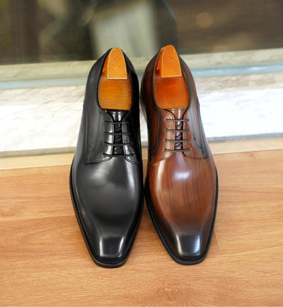Zapatos de Cuero Vintage con Punta Cuadrada para Hombre - Image 8
