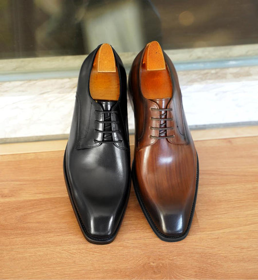 Zapatos de Cuero Vintage con Punta Cuadrada para Hombre - Image 8