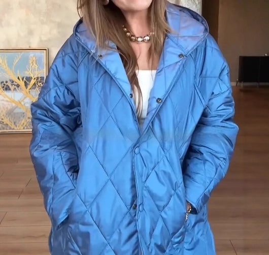 Chaqueta Acolchada Ligera con Capucha para Mujer - Diseño Rombo Casual
