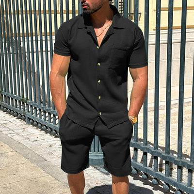 Conjunto de Verano Hombre: Cardigan con Solapa y Shorts a Rayas - Image 40