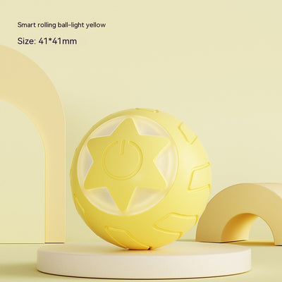 Pink smart rolling ball cat toy with a power button, measuring 41x41mm, designed to be bite-resistant. - Image 5