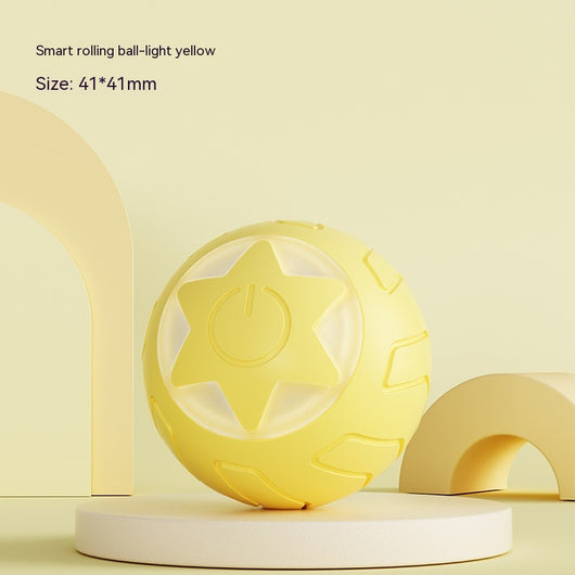 Pink smart rolling ball cat toy with a power button, measuring 41x41mm, designed to be bite-resistant. - Image 5