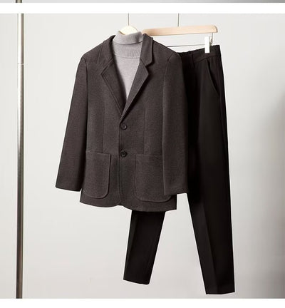 Blazer de Lana Suelta Gris Oscuro para Hombre - Elegancia Casual Profesional - Image 8