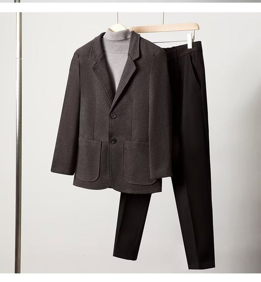 Blazer de Lana Suelta Gris Oscuro para Hombre - Elegancia Casual Profesional - Image 8
