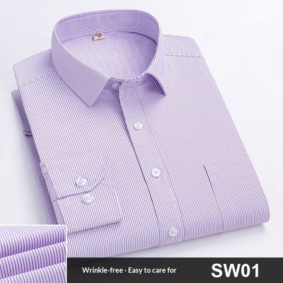 Camisa de Trabajo Manga Larga a Rayas Azules para Hombre - Image 4