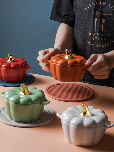 Tazón de Cerámica con Tapa Diseño Calabaza para Desayuno - Image 15