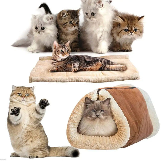 Cama Túnel Plegable para Gatos y Perros - Refugio Cálido y Acogedor