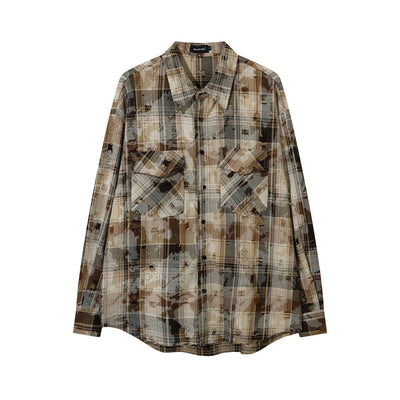 Camisa a Cuadros Suelta de Manga Larga para Hombre - Image 2