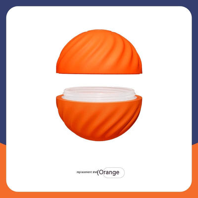 Blue gravitational jumping pet ball with a power button, shown next to an orange replacement shell for the toy. - Image 6