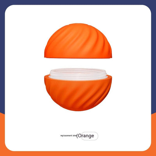 Blue gravitational jumping pet ball with a power button, shown next to an orange replacement shell for the toy. - Image 6
