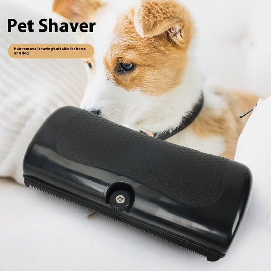 Black HistoTree animal deshedding comb with a textured grip, shown next to its white and green retail box.