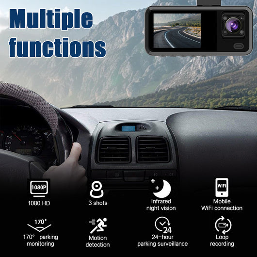 Grabadora Dashcam Triple 1080p HD con 3 Lentes
