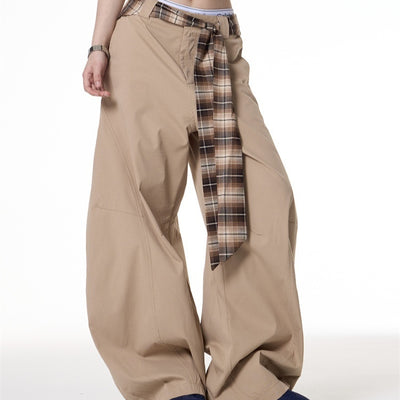 Pantalón Ancho Retro Hot Girl Khaki Estilo Casual