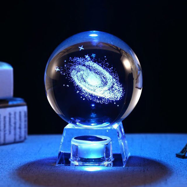 Lámpara Esfera Cristal LED con Música - Galaxia 3D con Energía Solar - Image 7