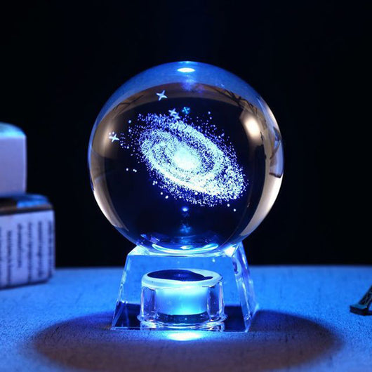 Lámpara Esfera Cristal LED con Música - Galaxia 3D con Energía Solar - Image 7